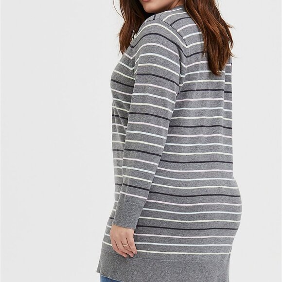 🆕 3X GREY & MULTI PASTEL STRIPE BOYFRIEND CARDIGAN - Picture 4 of 6